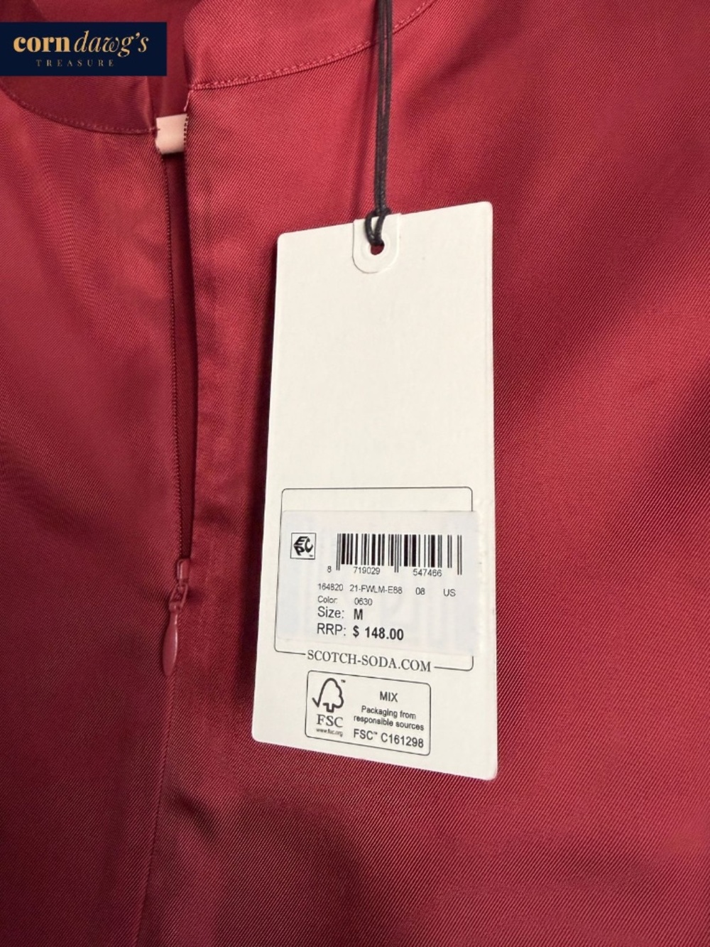 Scotch & Soda Burgundy Satin Midi Dress - Size M - Picture 6 of 10